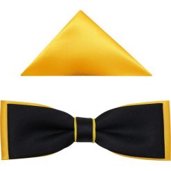 Czarno-żółta muszka fason slim B47. Żółte muszki męskie Modini Moda Męska, na co dzień, bez wzorów, z tkaniny, eleganckie. W wyprzedaży za 49,50 zł.