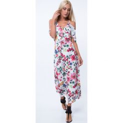 Sukienki: Sukienka maxi w kwiaty biała ZZ378