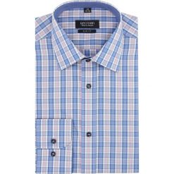 Koszula carral 2319 długi rękaw slim fit niebieski. Niebieskie koszule męskie Recman, m, bez wzorów, bez kołnierzyka, z długim rękawem. Za 89,99 zł.