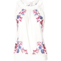 Top bonprix kremowy z nadrukiem. Brązowe topy damskie bonprix, z nadrukiem, z materiału. Za 54,99 zł.