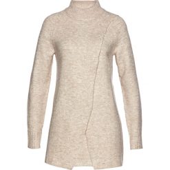 Golfy damskie: Długi sweter bonprix naturalny melanż