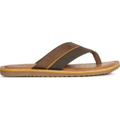 Geox Artie Japonki Brązowy. Pomarańczowe klapki męskie Geox, w paski, ze skóry. Za 654,95 zł.
