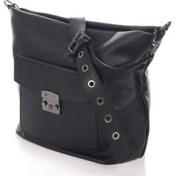 Torebki klasyczne damskie: Skórzana torebka w kolorze czarnym – 40 x 30 x 12 cm