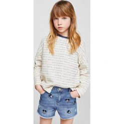 Mango Kids - Szorty dziecięce Lisam 116-164 cm. Szare szorty jeansowe damskie marki Mango Kids, z haftami, casualowe. W wyprzedaży za 49,90 zł.