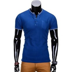 T-SHIRT MĘSKI BEZ NADRUKU S667 - NIEBIESKI. Niebieskie t-shirty męskie z nadrukiem Ombre Clothing, m, z bawełny, ze stójką. Za 35,00 zł.