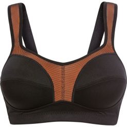 Biustonosz sportowy LEVEL 1 bonprix czarno-pomarańczowy. Czarne biustonosze sportowe marki bonprix. Za 37,99 zł.