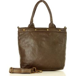 MARCO MAZZINI Torebka skórzana vintage shopper old pelle lavata khaki. Brązowe torby damskie na zakupy MAZZINI, w paski, ze skóry, klasyczne. W wyprzedaży za 399,00 zł.