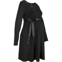 Sukienka ciążowa i do karmienia bonprix czarny. Czarne sukienki ciążowe bonprix, w paski, z satyny. Za 109,99 zł.