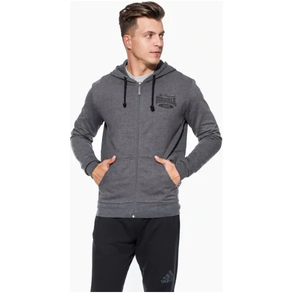 Lonsdale Bluza Evesham , szary, rozmiar M. Szare bluzy męskie Lonsdale, m, bez wzorów, z bawełny, z kapturem, bez rękawów, z kapturem. W wyprzedaży za 89,99 zł.