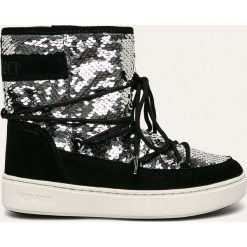 Moon Boot - Śniegowce dziecięce Pulse Mid. Czarne śniegowce dziewczęce Moon Boot, z okrągłym noskiem, bez zapięcia. W wyprzedaży za 359,90 zł.
