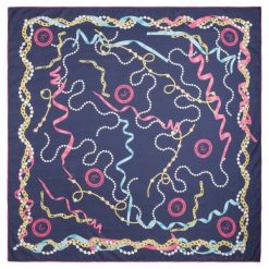 Chusty damskie: Versace 19.69 Chusta Damska Ribbons Up!, Ciemnoniebieski