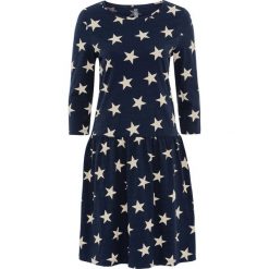 Sukienka shirtowa w gwiazdy bonprix ciemnoniebiesko-beżowy. Niebieskie sukienki damskie bonprix, bez wzorów, bez kołnierzyka, bez rękawów. Za 59,99 zł.