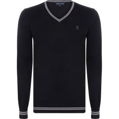 Sweter w kolorze czarnym. Czarne swetry męskie Giorgio di Mare, s, z haftami, z bawełny, bez kołnierzyka, bez kaptura. W wyprzedaży za 139,95 zł.