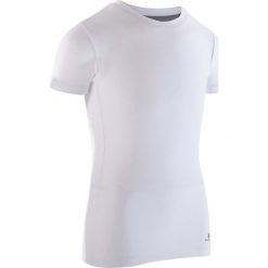 Koszulka krótki rękaw do tańca klasycznego dla chłopców biała. Białe t-shirty chłopięce DOMYOS, bez wzorów, z elastanu, z krótkim rękawem. Za 39,99 zł.