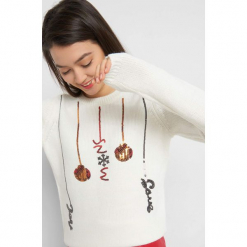 Sweter z cekinowym wzorem. Brązowe bez kategorii Orsay, xs, z dzianiny, z okrągłym kołnierzem. Za 119,99 zł.