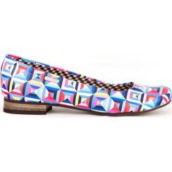 Kolorowe balerinki na obcasie - skóra naturalna - model 008 - kolor kalejdoskop. Szare baleriny damskie Zapato, bez wzorów, ze skóry, eleganckie, na niskim obcasie, na obcasie. W wyprzedaży za 173,40 zł.