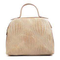 Torebki klasyczne damskie: Skórzana torebka w kolorze ciemnobeżowym – (S)34 x (W)27 x (G)16 cm