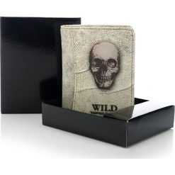 Rasowy portfel męski White Skull w pudełku - 1170. Białe portfele męskie marki Wild, ze skóry. Za 35,67 zł.