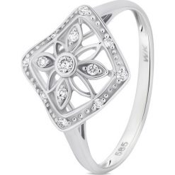 Piękny Złoty Pierścionek - złoto 585, Diament 0,12ct. Żółte pierścionki damskie W.KRUK, z diamentem, złote. Za 2590,00 zł.