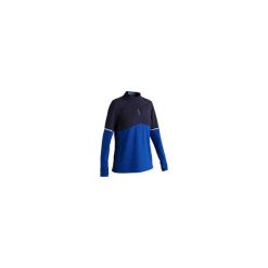 Bluza do piłki nożnej treningowa T500 damska. Niebieskie bluzy damskie KIPSTA, s, bez wzorów, z elastanu, bez rękawów, bez kaptura. Za 79,99 zł.