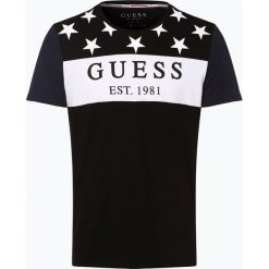 Guess Jeans - T-shirt męski, czarny. Czarne t-shirty męskie Guess Jeans, m, w paski, z jeansu, z kontrastowym kołnierzykiem. Za 179,95 zł.
