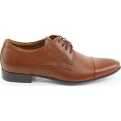 Brązowe Półbuty skórzane wiązane Tur. Pomarańczowe buty wizytowe męskie Tur, bez wzorów, ze skóry, eleganckie, bez zapięcia. Za 239,00 zł.