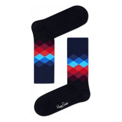 Skarpety Happy Socks Faded Diamond (FD01-069). Czerwone skarpetki damskie marki Happy Socks, z bawełny. Za 29,99 zł.