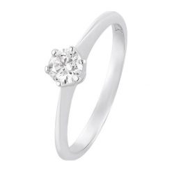Złoty Pierścionek - złoto 585, Brylant 0,24ct. Żółte pierścionki damskie W.KRUK, z brylantem, złote. Za 4390,00 zł.