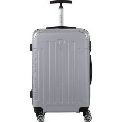 Walizka w kolorze srebrnym - 71 l. Szare walizki Pierre Cardin, bez wzorów, z materiału. W wyprzedaży za 209,95 zł.