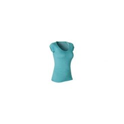Koszulka krótki rękaw slim Gym & Pilates 500 damska. Niebieskie koszulki damskie NYAMBA, xs, bez wzorów, z elastanu, bez kołnierzyka, z krótkim rękawem. Za 19,99 zł.