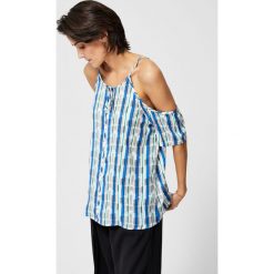 Koszulowa bluzka typu top. Bluzki damskie Moodo, xs, bez wzorów, z bawełny, z koszulowym kołnierzykiem. Za 14,99 zł.