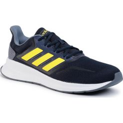 Buty adidas - Runfalcon EG8611 Legink/Shoyel/Twwht. Niebieskie buty sportowe męskie Adidas, z tworzywa sztucznego, bez zapięcia, do biegania. Za 199,00 zł.