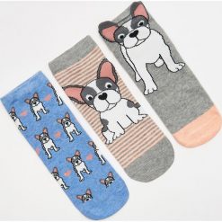 3 pack skarpetek w buldogi - Wielobarwn. Szare skarpetki damskie House, bez wzorów. Za 25,99 zł.