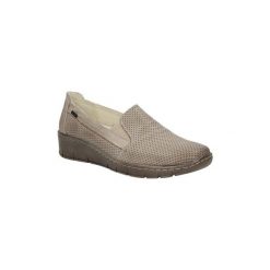 Półbuty Helios Beżowe półbuty slip on skórzane ażurowe na koturnie 350. Brązowe buty ślubne damskie marki Helios, w ażurowe wzory, na koturnie. Za 188,99 zł.