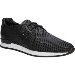 Czarne buty sportowe skórzane sznurowane Creator 9811A. Czarne buty sportowe damskie marki Casu, bez wzorów, sportowe. Za 199,99 zł.