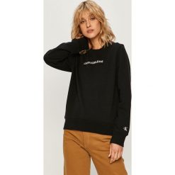 Calvin Klein Jeans - Bluza. Czarne bluzy damskie Calvin Klein Jeans, s, z aplikacjami, z elastanu, z długim rękawem, długie, bez kaptura. Za 399,90 zł.