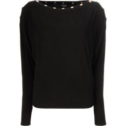Bluzka Marciano Guess 92G612 6032Z. Czarne bluzki damskie MARCIANO GUESS, l, z aplikacjami, z elastanu, bez kołnierzyka, bez rękawów. W wyprzedaży za 339,00 zł.