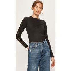Only - Bluzka. Czarne bluzki damskie ONLY, s, z aplikacjami, z elastanu, z okrągłym kołnierzem, z długim rękawem. W wyprzedaży za 79,90 zł.