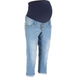 Dżinsy rybaczki ciążowe Boyfriend bonprix niebieski "medium bleached". Niebieskie jeansy damskie bonprix, bez wzorów, z jeansu. Za 129,99 zł.