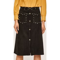 Answear - Spódnica. Czarne spódniczki damskie ANSWEAR, s, z poliesteru, casualowe, midi, rozkloszowane. W wyprzedaży za 79,90 zł.