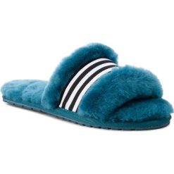 Kapcie EMU AUSTRALIA - Wrenlette W11634 Teal/Turquoise. Niebieskie klapki damskie EMU Australia, bez wzorów, ze skóry, bez obcasa. W wyprzedaży za 199,00 zł.