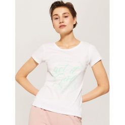 T-shirty damskie: T-shirt z hasłem – Biały