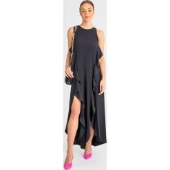 SUKIENKA twinset. Czarne sukienki damskie Twinset, na imprezę, xs, bez wzorów, z tkaniny, z okrągłym kołnierzem, bez rękawów, maxi, asymetryczne. Za 1339,00 zł.