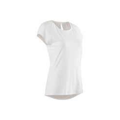 Koszulka Gym & Pilates 520 damska. Białe koszulki damskie DOMYOS, s, bez wzorów, z elastanu, bez kołnierzyka. Za 64,99 zł.