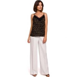 Ecru Stylowe Spodnie na Gumie z Szerokimi Nogawkami. Pomarańczowe spodnie męskie Moe, s, bez wzorów, z wiskozy, eleganckie. Za 178,90 zł.