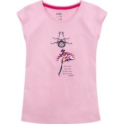 Endo - Top dziecięcy 104-128 cm. Różowe bluzki dziewczęce Endo, z nadrukiem, z bawełny, z okrągłym kołnierzem, z krótkim rękawem, krótkie, bez kaptura. W wyprzedaży za 29,90 zł.