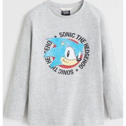 Mango Kids - Longsleeve dziecięcy Sonic 110-152 cm. Szare t-shirty chłopięce Mango Kids, z aplikacjami, z bawełny, z długim rękawem. Za 59,90 zł.