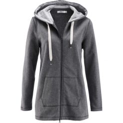 Długa bluza rozpinana, luźniejszy fason bonprix szary melanż. Szare bluzy rozpinane damskie bonprix, melanż, z długim rękawem, długie. Za 79,99 zł.