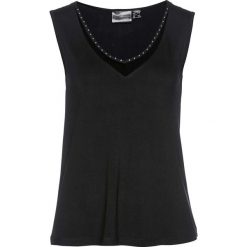 Top bonprix czarny. Czarne bluzki damskie bonprix, bez wzorów, bez kołnierzyka. Za 59,99 zł.