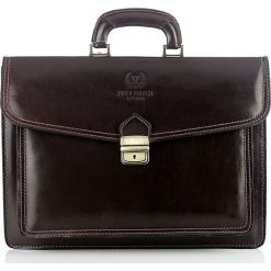 Ekskluzywna skórzana teczka męska CRUZ brązowa. Pomarańczowe torby męskie skórzane marki Paolo Peruzzi, w paski, ze skóry, eleganckie. Za 419,00 zł.